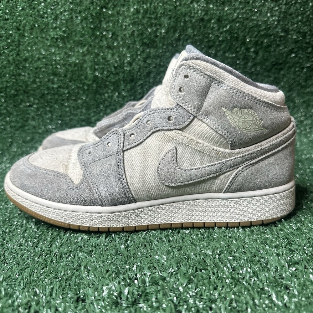 Size 6 Youth - Air Jordan 1 Mid Coconut Milk Grade School Sneaker No Laces